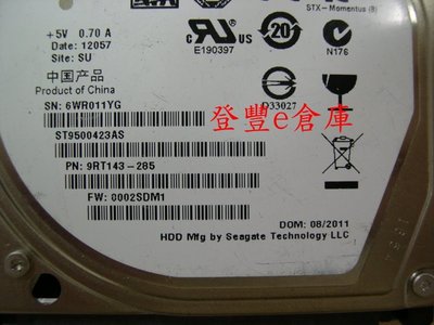 【登豐e倉庫】 YF6 Seagate ST9500423AS 500G SATA2 筆電硬碟