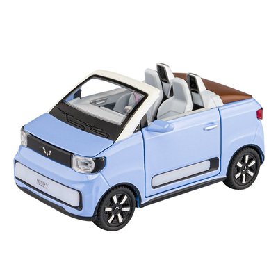 現貨汽車模型機車模型擺件1/24五菱宏光mini敞篷版仿真合金聲光回力車模型兒童玩具擺件