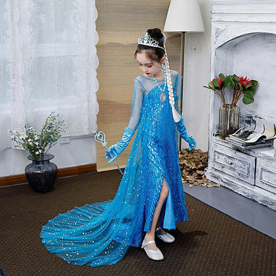 【小點點】愛莎公主仙女裙演出服女童表演冰雪奇緣2兒童裙子衣服愛沙服裝女水晶鞋艾莎的連衣裙