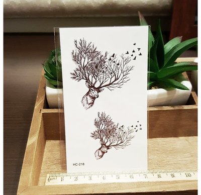 【萌古屋】麋鹿角樹林 - 男女防水簡約紋身貼紙刺青貼紙 HC-218 K28