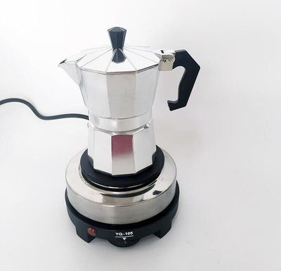 現貨 :經典意式摩卡壺不銹鋼咖啡壺鋁八角配小電爐組合套裝電熱爐