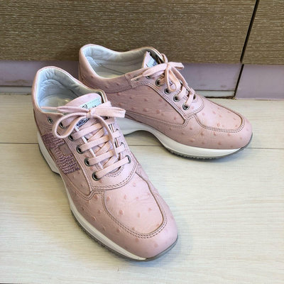 Hogan 粉色鴕鳥紋休閒鞋