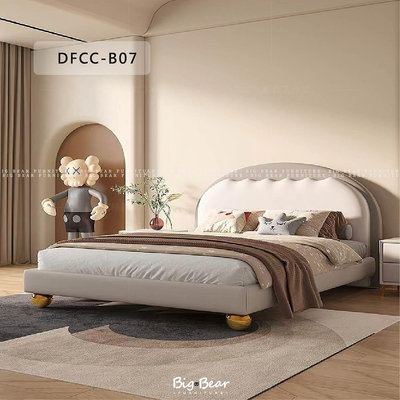 【大熊傢俱】DFCC B07 床架 皮床 奶油風 床組 軟床 造型床 卡通床 兒童床 實木 訂製 現代床