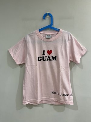 二手童裝《I LOVE GUAM粉色短袖上衣》兒童L號