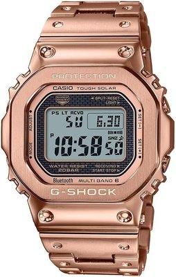 【金台鐘錶】CASIO卡西歐G-SHOCK (玫瑰金x不鏽鋼) 藍牙 電波 太陽能 GMW-B5000GD-4