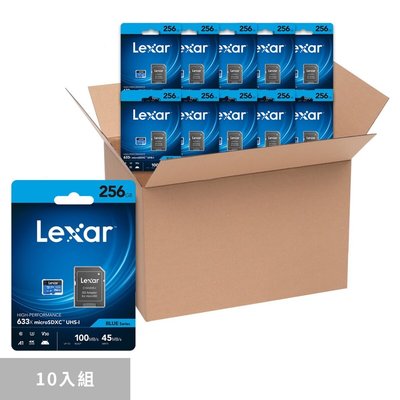 💓好市多代購💓 Lexar雷克沙633x 256GB microSDXC UHS-I 記憶卡含SD轉接卡 10入組