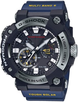 【金台鐘錶】CASIO卡西歐G-SHOCK 潛水用 電波錶 第七代蛙王 (黑x藍) GWF-A1000-1A2