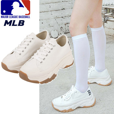 新款 正貨MLB男女鞋 MLB帆布鞋 MLB厚底鞋 6公分高 低筒 韓國鞋 休閒鞋 Korea人氣款 32SHU2111