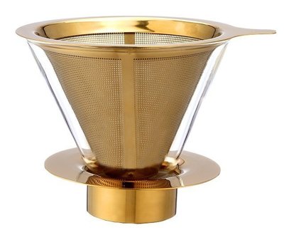 《享購天堂》台灣製造鈦金濾杯1-4人 醫療器材指定金色鍍鈦材質 不需濾紙濾網可搭配手沖咖啡壺 另有日本KINTO