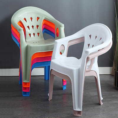 人靠背椅加厚塑料椅子家用扶手餐椅夜大排檔麻將桌椅茶几矮凳強B2
