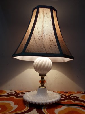 上海風白瓷奶油燈/古董檯燈(4)