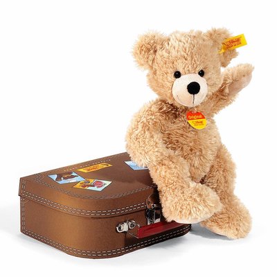 STEIFF 德國 金耳釦 泰迪熊 經典泰迪熊 Teddy Bear Fynn in Suitcase 28cm 英國代購