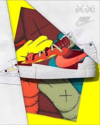 【S.M.P】Nike x sacai x KAWS Blazer Low Team Red DM7901-600