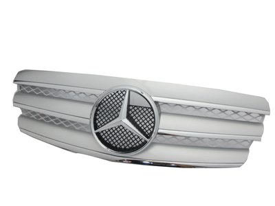 卡嗶車燈 Benz 賓士 E-CLASS W211/S211 2002-2006 3線款 水箱罩/水箱護罩 銀