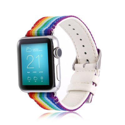 手錶帶 適用于apple watch2彩虹蘋果表帶iwatch2休閑表帶AppleWatch2表帶