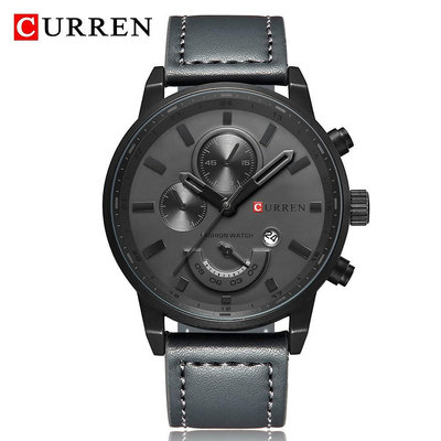 CURREN 卡瑞恩 品牌豪華男士時尚運動手錶男士防水休閒石英腕錶