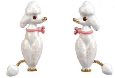 【巴黎妙樣兒 】法國廠製造 手繪珠寶 Les Nereides 就是要寵牠 白色優雅貴賓狗 3D立體耳環