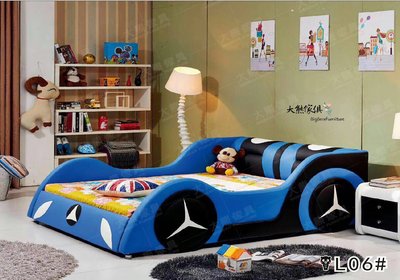 【大熊傢俱】CB L06  跑車床 汽車床 卡通床 軟床 兒童床 皮床 單人床 雙人床 藍色 造型床 單人加大