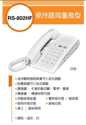大台北科技~2台 含稅 瑞通 RS-802HF 單機 電話機 總機可用  SWEETONE (淺灰色)