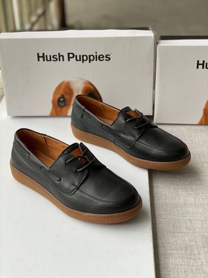 Hush Puppies暇步士單鞋女 2023 新款一腳蹬簡約樂福鞋女單鞋牛皮套腳女鞋 黑色35-40
