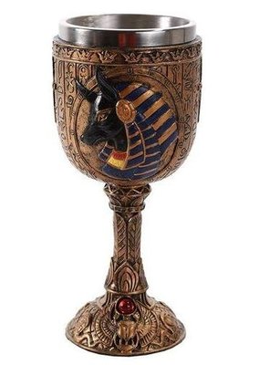 8388A 歐洲進口 限量品 全新 埃及神明阿奴比斯神聖杯 浮雕立體水杯酒吧酒杯不銹鋼高腳杯異國酒杯裝飾擺件禮物收藏品