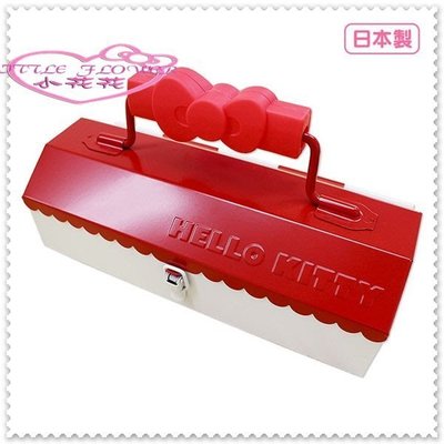♥小公主日本精品♥ Hello Kitty 日製 鐵製手提收納箱 工具箱 置物盒 化妝玩具箱 紅色房屋33165608
