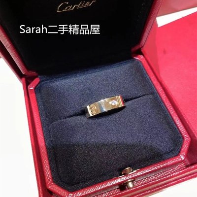 二手精品 Cartier 卡地亞 LOVE系列 18K玫瑰金 戒指 三鑽款 寬版戒指 鑽戒 B4087500