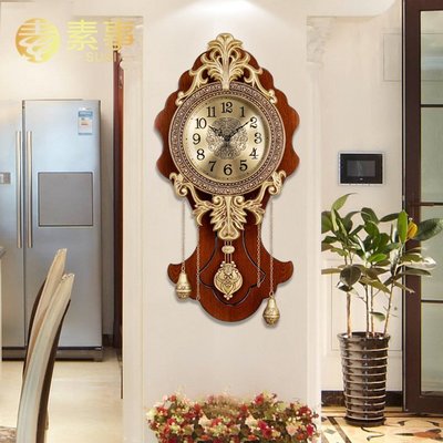 新店促銷歐式純銅掛鐘客廳家用時尚大氣鐘表靜音掃秒機芯掛表美式復古時鐘促銷活動