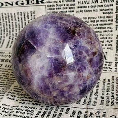 C242天然紫水晶球擺夢幻紫色水晶居家飾品，原石打磨，隨手一 水晶 擺件 原石【天下奇物】2564