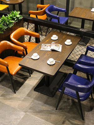 奶茶甜品店桌椅組合餐飲家具工業風復古咖啡餐廳酒吧桌椅卡座沙發 自行安裝
