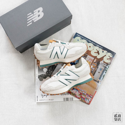 貳柒商店) New Balance 327 女款 NB327 米白 白綠 復古 休閒鞋 麂皮 焦糖底 WS327CJ