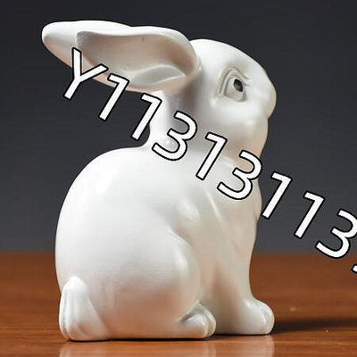 白色木質兔子雕刻擺件十二生肖木頭兔家居客廳桌面補角裝飾品 白色    可愛兔   高30cm   一【居捨木雕】【居捨木雕】圓雕 根雕 東陽