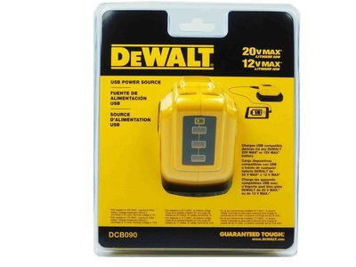 【紘普】美國 DEWALT得偉 雙USB 行動電源轉換器 10.8V-18V通用 電量顯示器 (不含電池) DCB090