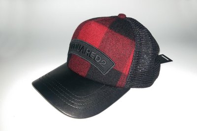 D2 DSQUARED2 紅黑格紋網帽/棒球帽
