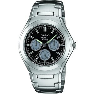CASIO WATCH卡西歐簡潔大方時尚三眼設計黑面腕錶型號：MTP-1247D-1AVDF