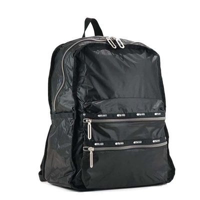 【熱賣下殺】促銷 Lesportsac 2296 經典黑  Functional Backpack 大型拉鏈雙肩後背包
