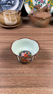 日本有田燒 清秀 古伊萬里 內外滿工青花葵口杯、茶杯、小茶碗