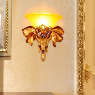 泰式大象壁燈樹脂復古動物歐式店客廳吧KTV創意古典臥室燈具~規格不同，價格不同