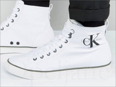 CK Calvin Klein 卡文克萊高筒帆布鞋懶人鞋休閒鞋 小白鞋 8.5號  9號  9.5 號 愛Coach包包