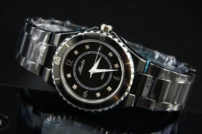 Manka時尚主流,黑色精密陶瓷製石英錶,類 J12限量款 ,sapphire藍寶石水晶錶鏡