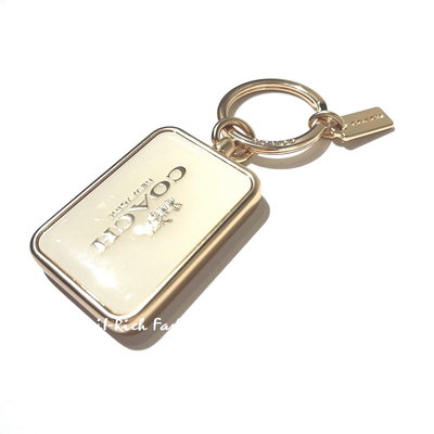 就愛精品店❤️ COACH 限量 白色金屬材質馬車LOGO 質感鑰匙圈-附精美禮盒 #C4317