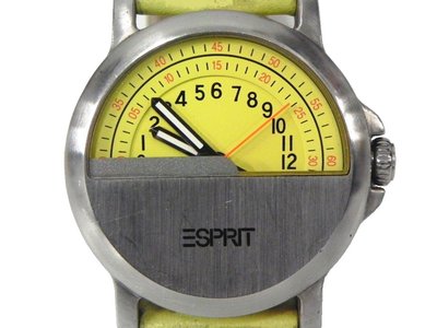 石英錶 [ESPRIT S2937] 思捷環球 半面錶[黃色面]/中性/新潮/軍錶