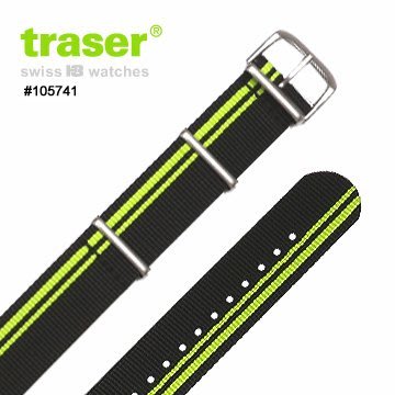 【IUHT】TRASER Textile_Strap_black green 尼龍織料錶帶#105741