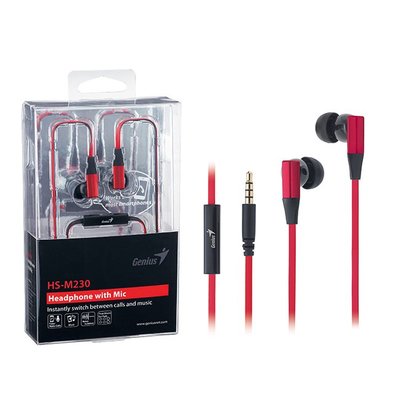 Genius HS-M230 耳道式密閉型 / 噪音隔絕式耳機+麥克風(紅色)