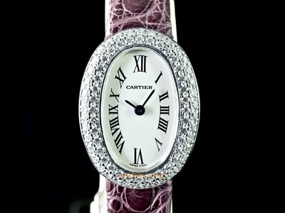 [好時計] Cartier 卡地亞 Baignoire 鵝蛋 扁娃 18白K金 精鑲鑽錶 石英機芯 CE147