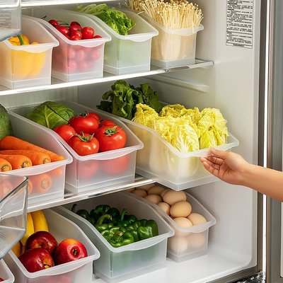 冰箱收納盒抽屜式水果儲物盒蔬菜分類整理盒 飲料收~特價