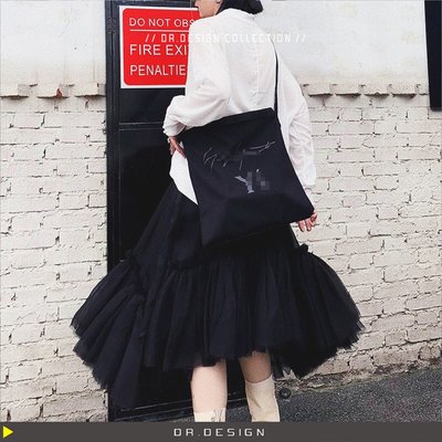 ►DR.DESIGN│DR3024-暗黑日本小眾設計 山本風格 手提 黑色 硬帆布 斜背包