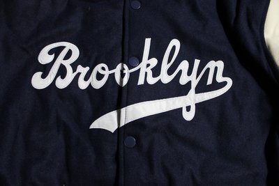 Cover Taiwan 官方直營 Brooklyn 布魯克林 道奇隊 皮袖棒球外套 MLB 嘻哈 藏青色 (預購)