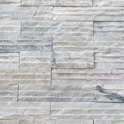 白晶石 拉溝面 5*20cm　《金城堡》　白色 石材 建材 牆面材 壁材 圍牆 景觀 DIY