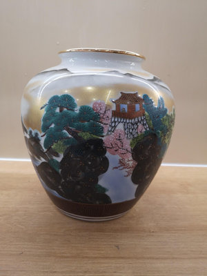 日本 九谷燒 光竜作 花器 花瓶 賞瓶 居家裝飾擺件